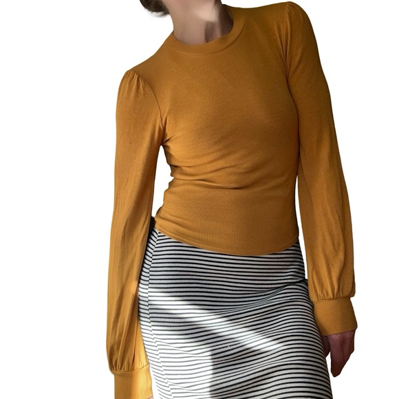 Lulus Burnt Orange Ribbed Stretch Top Blouse Size Small - Picture 3 of 7